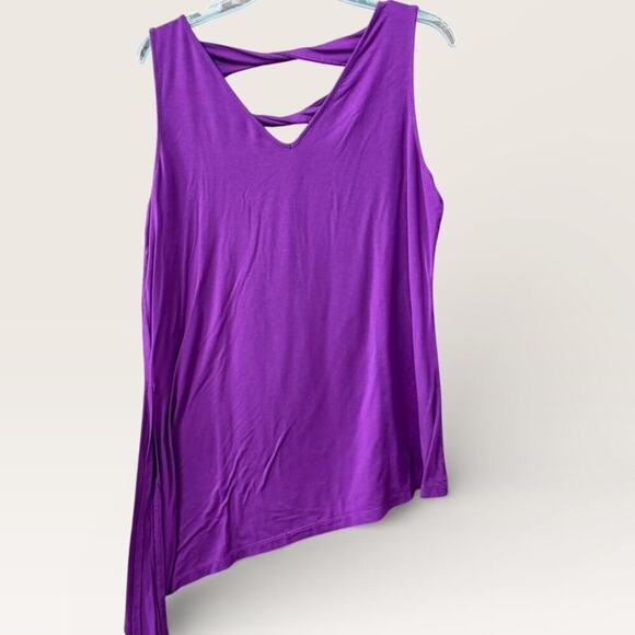 Ruby Ribbon Tops - Ruby Ribbon Purple Cross Back Tank Asymmetrical Hem Size XL Stretch Lightweight
